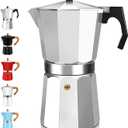14 Cup Aluminum Espresso Stovetop Moka Pot Express Coffee Maker Percolator Italian Classic Mocha Coffee Machine for Italian and Cuban Cafe Brewing for Home & Camping 700ml 23oz (Silver)