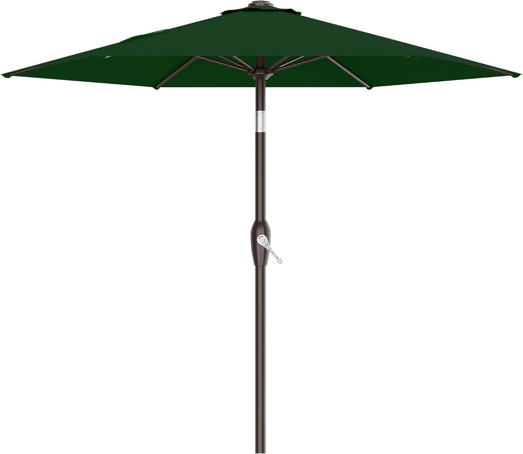 AreShark 7.5FT Patio Umbrella Table Market Umbrella with 6 Sturdy Ribs, Button Tilt/Crank, Heavy-Duty Outdoor Umbrellas for Pool, Deck, Garden and Backyard, Dark Green