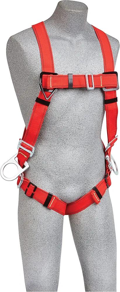 3M Protecta PRO 1191381 Fall Protection Full Body Welders Harness, With 3 D-Rings, Pass Thru Legs, 420 Pound Capacity, Medium/Large, Red/Black