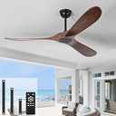 heimo 72 inch Ceiling Fan No Light，Indoor Outdoor 3 Blade Wood Ceiling Fans Without Lights for Patios Living Room Bedroom Extra Large Exterior Big Outside Wooden Fan with Remote(Walnut)