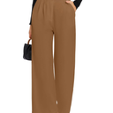 FUNYYZO Wide Leg Pants Women's High Elastic Waisted in The Back Business Work Trousers Long Straight Suit Pants Large