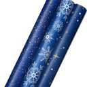 Hallmark Christmas Wrapping Paper Rolls - Navy Blue and Gold Stars, Snowflakes, Winter Galaxy Gift Wrap Paper (3 Rolls: 120 sq. ft. ttl.) for Holiday Parties, Hanukkah, Winter Weddings