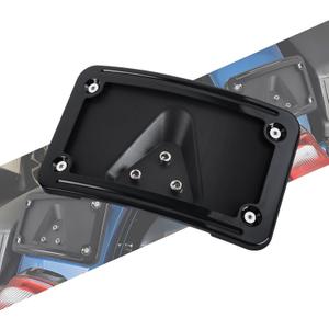 Curved Laydown License Plate Mount Frame Compatible with Harley 3 Hole Rear Fender Mount Replacement for 3148 (Black)