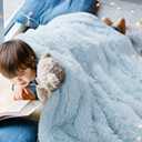BENRON Light Blue Throw Blankets, Super Soft Shaggy Fuzzy Sherpa Blankets, Cozy Warm Lightweight Fluffy Faux Fur Blankets for Bed Couch Sofa Photo Props Home Decor, Washable 60"x80", Full - 60x80"