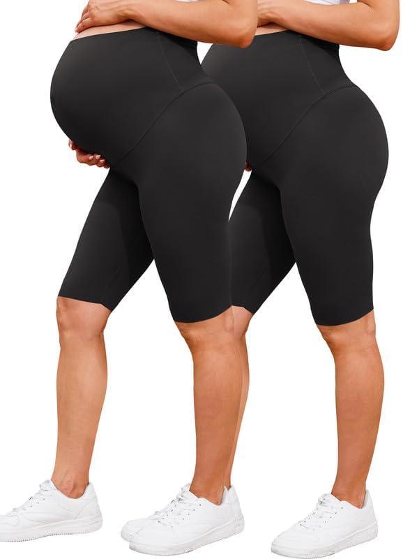 Womens Maternity Yoga Shorts Over The Belly Pregnancy Workout Athletic Running Biker Shorts Comfy Stretchy (Medium, 2 Pack-black/Black) Womens Maternity Yoga Shorts Over The Belly Pregnancy Workout Athletic Running Biker Shorts Comfy Stretchy (Medium, 2 Pack-black/Black)