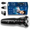 Rategist Electric Razor for Men, Rechargeable Electric Shaver, Waterproof Wet Dry Cordless Razor, Adjustable Speeds, with Nose Hair Trimmer, Sideburns Trimmer, Dark Black, Stylish Fashion