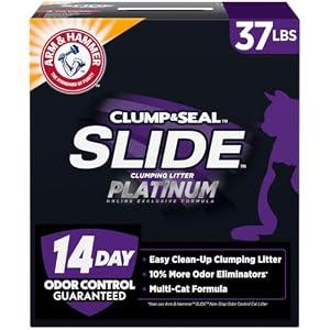 ARM & HAMMER Slide Platinum Easy Clean-Up Clumping Cat Litter, 37 Lbs