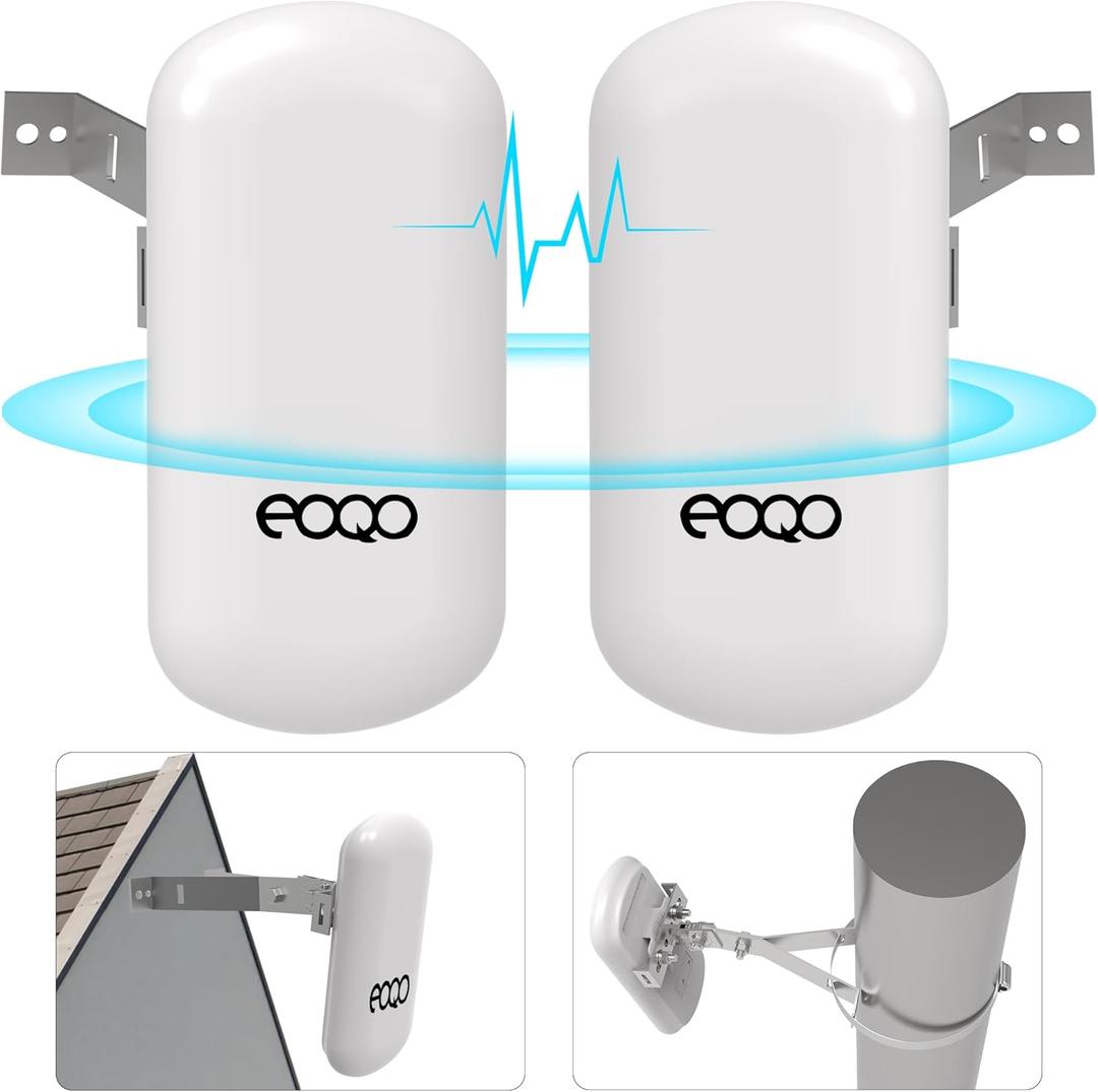 Point to Point 1.5KM Long Range Wireless Bridge with Bracket Mount for Starlink Internet - Reliable 5.8G 450Mbps CPE WiFi Bridges with 8dBi Antenna for Outdoor IP65 Waterproof, 2-Pack