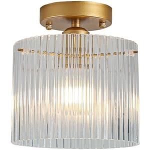 wochos Modern Semi Flush Mount Ceiling Light, Industrial Clear Glass Ceiling Light Fixture, Crystal Ceiling Lamp, Modern Ceiling Lamps, Farmhouse Light for Entryway Hallway Kitchen Dining Room