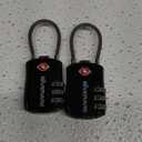 2 Pack TSA Approved Luggage Locks, Cable Suitcase Travel Lock Alloy, Set Your Own Combination Metal Zipper Padlock, 3-Digit Long Shackle Padlocks for Gym Locker, Golf Bag, Case Anti Theft-Black
