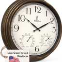 Outdoor Clocks for Patio Large Waterproof with Thermometer - 18 inch Indoor Outdoor Wall Clock with Temperature and Humidity Combo - Weatherproof, Accurate & Easy to Read for Pool, Garden & Home Decor