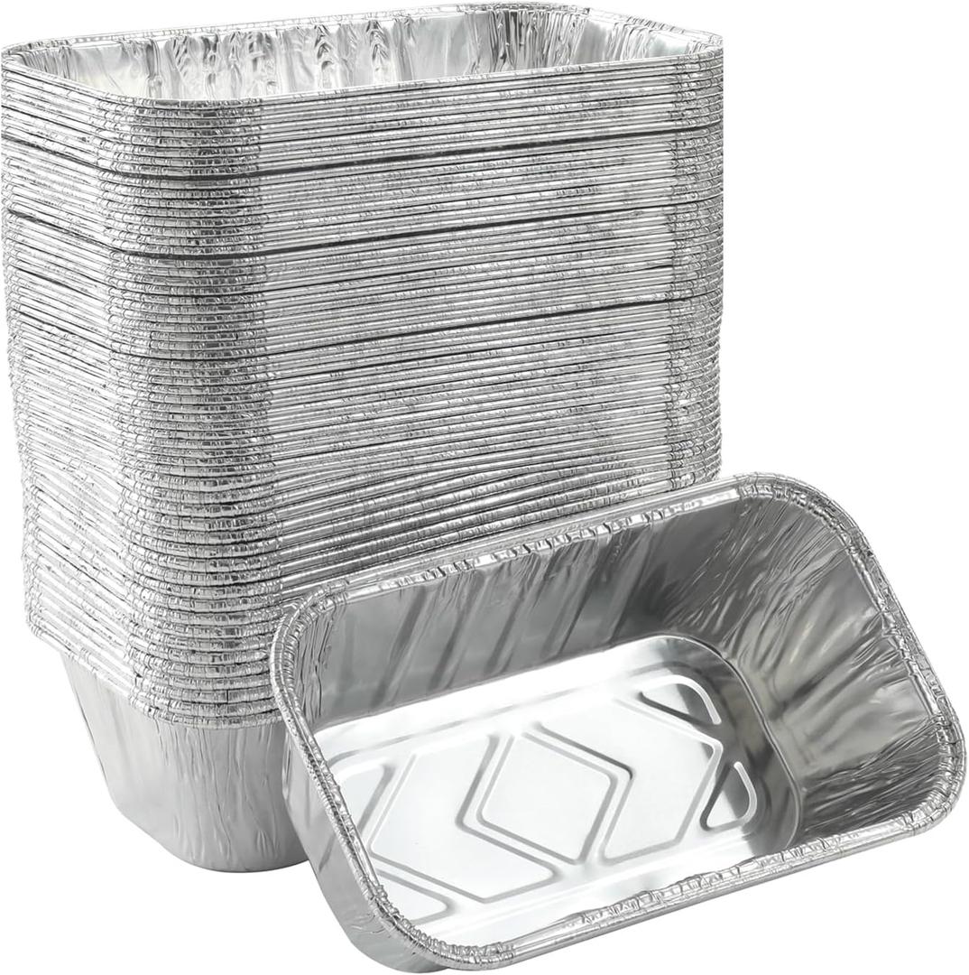 Waytiffer (50 Pack) 1Lb mini Loaf Pans Heavy Duty Disposable Aluminum Foil Bread Tins Standard Size 6" X 3.5" X 2.5" Oven Safe Sturdy Small Bread Tin Pans 1 Pound Loaf Pans