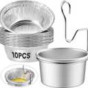 Premium Grill Grease Trap Kit - Includes 10 Liners & Heavy-Duty Clips - Universal Fit for Weber, Char-Broil, Kenmore Grills - Rust-Proof, Easy-Clean Design for Mess-Free BBQ Silver