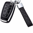 Flensent Key Fob Cover with Keychain for Ford Explorer Fusion Escape Edge Expedition F150 F250 F350 F450 F550 Maverick (Black)