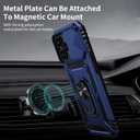 Weycolor for iPhone 14 Pro Max Case with Camera Lens Cover, HD Screen Protector, 10 FT Military Grade Drop Protection, Magnetic Ring Holder Kickstand Protective Phone Case, Navy Blue