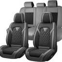 Car Seat Covers Full Set for Hyundai Tucson 2005-2026, Waterproof Nappa Leather Car Seat Cover with Memory Foam, Full Coverage&360° Protection Car Seat Covers Sets (5 Seat,Gray&Black)