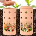 1pcs Underground Compost Bin 10 * 4.13 * 4.13Inch Garden Worm Farm Outdoor for Organic Refuse Red Pottery Ceramics Compost Bin with Holes and Lid Clay for Garden