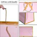 baotongle 6pcs Thank You Gift Bags with Handle Welcome Bags Return Gifts with Bow Ribbon for Wedding Bridesmaid Baby Shower Housewarming Birthday Summer Christmas Vacation(Pink with Gold Edge, 28x20x10cm/11x7.8x4inches)