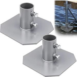 Stationary Dock Bottom Pad 8x8 Inch with 2-1/8 Inch Inner Diameter Grey Galvanized Steel Base Plate Heavy Duty Hardware for Floating Dock Support