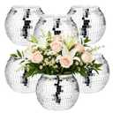 Hyonihao Disco Ball Vase,6" X 6.7" 6 Pcs,Silver Mirror