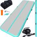 CHAMPIONPLUS Tumble Track Tumbling Mat Inflatable Gymnastics Air Mat 4 inches Thickness for Home Training Cheerleading Yoga with Electric Air Pump (Mint Green, 16'x3.3'x4'')