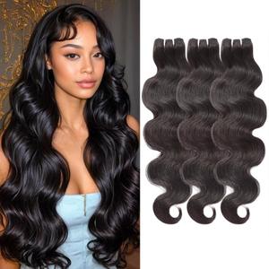 Wequeen 16A Body Wave Straight Human Hair Bundles 100% Unprocessed Brazilian Virgin Hair Quick Weave Bundles Human Hair Extensions Real Human Hair Natural Black,Body Wave 16 18 20 Inch