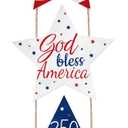 4th of July Patriotic Wreaths for Front Door USA 250th Anniversary Decorations Pentagram Patriotic Wreath Hanging Sign 4th of July Door Hanger for Memorial Independence Day Outdoor Home Wall Decor