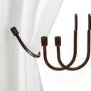 Antique Bronze Curtain Holdbacks | 2 PCS, | Quick Installation Hooks for Heavy Drapes | Solid Steel U-Shape Design
