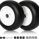 2 PCS 11x4.005" Lawn Mower Tires Flat Free,3/4" 5/8" 1/2" Bushing,3.4"4"4.5"5" Centered Hub,Universal Fit Smooth Tread Tire for Zero Turn Lawn Mowers, with Universal Adapter Kit (Gray Rim)