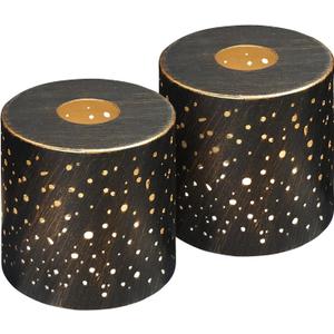 Metal Lamp Shades Set of 2, Cylinder Metal Lampshade, 4.75" Diameter, 5" Height, Light Fixture Replacement Iron Globe with 1-5/8-Inch Fitter Opening, Bronze Outer and Gold Inner (Starry Sky)