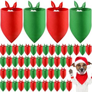 48 Pcs Green & Red Dog Bandanas - DIY Sublimation Blank Scarf for Heat Transfer, Personalized Pet Triangle Bib, Valentine's St. Patrick's Costume & Photo Props for Pet Owners, Groomers & Shops