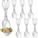 Tioncy 6 Pack Plastic Salad Scissor Tongs 11.5 Inches for Serving Reusable Food Tongs, Clear Utensils for Chef Cooking, Kitchen, Buffet, Party, Catering Supplies