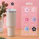 2 x 6Pcs Flower Glitter Cap Straw Cover Cap for Stanley Cup 40oz/30oz Accessories, 10mm Reusable Cute Drinking Straw Topper Accessories, Portable Protector Plugs Decorations Gifts for Party Favors