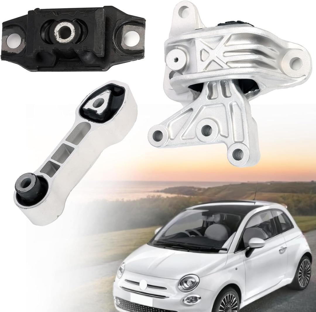 Engine Motor and Transmission Bracket kit Fit for Fiat 500 2012-2018, Auto Motor & Trans Mount Set # 9893 /68073217AC, 9895 /68073-029AC, 9876/ 68073483AD