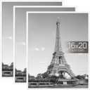Upsimples 16x20 Picture Frame White 3 Pack, Scratch-Proof Poster Frames 16 x 20 for Photo Gallery - Slide-In Strips, Horizontal or Vertical Wall Mounting