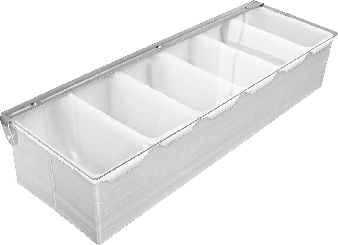 New Star Foodservice 48049 Stainless Steel Condiment Dispenser with 6 Compartments (NO ICE TRAY INCLUDED) (Silver)