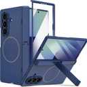 Maxdara for Z Fold 7 Magnetic Case, [Compatible with Magsafe] [Built-in Hidden Kickstand] [Hinge Protection] [Tempered Glass Screen Protector] Magnet Cover for Samsung Galaxy Z Fold 7 - Blue