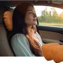 POKSRI 2pcs Car Neck Pillow for headrests,Support Drive Seats Head Cushion Pillows,Superfiber Suede,Plant-Based Polyester,Thickness & Height Adjustable,11.8x7.5,Inner Liner fillable(Orange Brown)