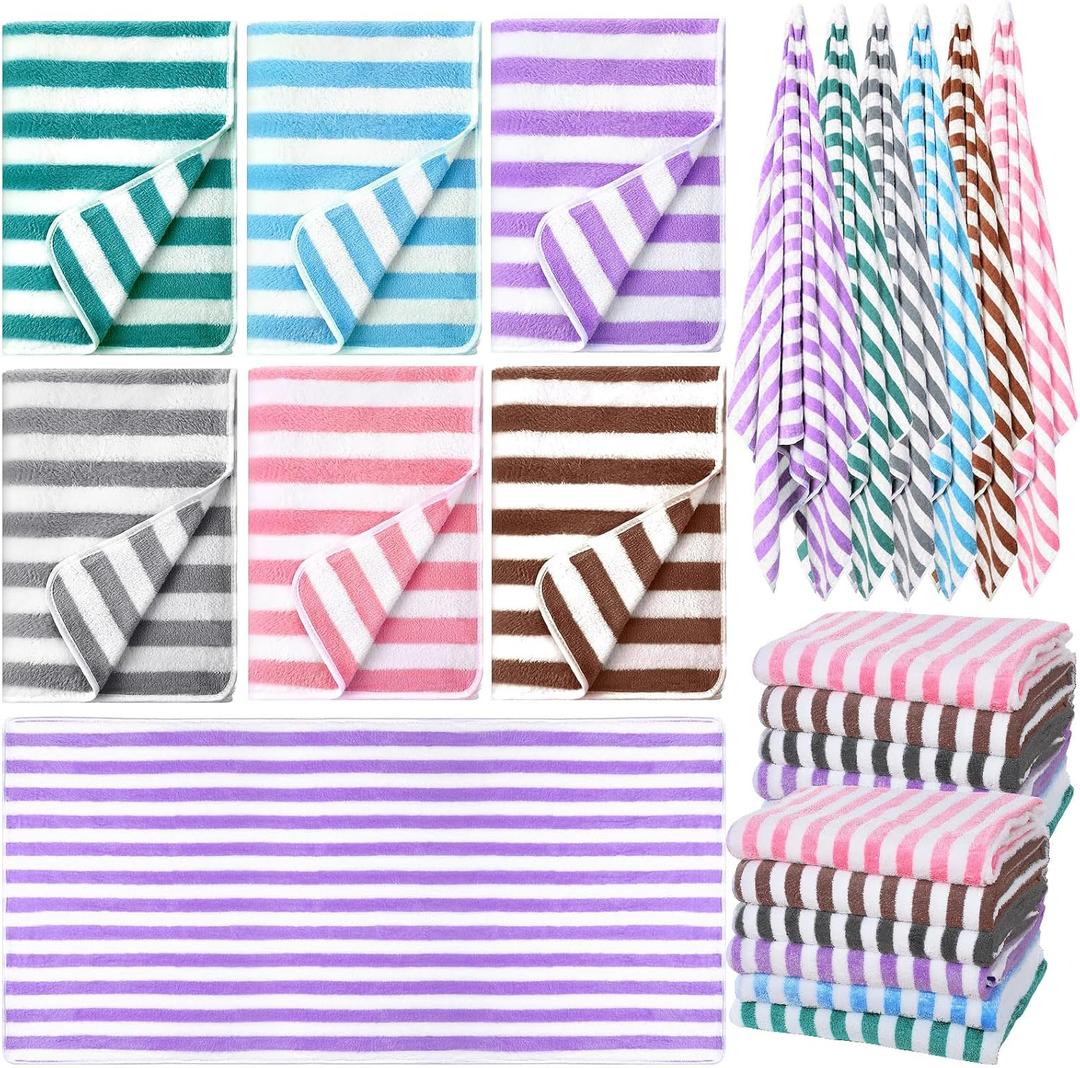 Moukeren 30 Packs Oversized Beach Towels Bulk Absorbent Quick Drying Towel Large Soft Pool Towels Microfiber Travel Towel for Women Men Hotel Spa Hot Tub and Bath(72 x 35 Inch,Stripe)