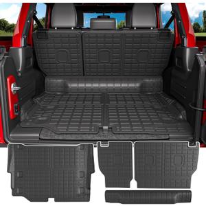 powoq Cargo Mat Compatible with 2021-2025 Jeep Wrangler JL 4XE 4 Door Trunk Mat Cargo Liner Backrest TPE Trunk Liner Replacement for 2021-2025 Jeep Wrangler JL Accessories