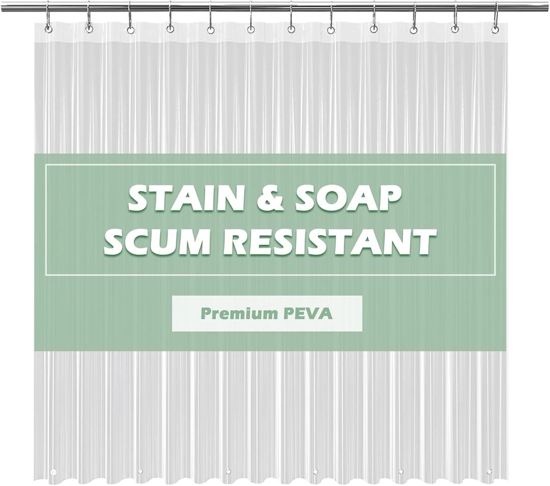 EHZNZIE Crystal Clear Shower Curtain Liner 72x72, PEVA Waterproof Bath Curtain, No Chemical Smell, 3 Weighted Magnets, Durable with Rustproof Metal Grommets