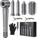 5 in 1 Hot Air Styler Wrap for Women - High-Speed Frizz-Free Hair Dryer Brush, Ion Fast Drying Auto Wrap Cruler, No Heat Damage Air Styler Wrap - Curl, Volumize, Straighten, Gift Idea (Silver Gray)