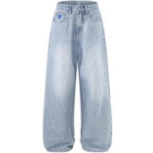 Aelfric Eden Wide Leg Jeans for Women Straight High Waisted Casual Loose Washed Y2K Baggy Boyfriend Jeans Denim Pants (30, Light Blue)