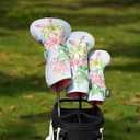 Lily Golf Head Covers, Cute Golf Club Head Cover for Girl Women | Heavy Embroidery, Premium Leather Durable & Wear-Resistant Headcover, Light Blue