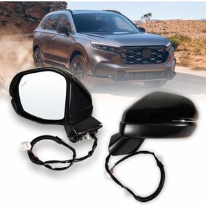 Left Driver Side Mirror Fits 2023 2024 2025 2026 2027 Honda CR-V Manual Folding With Blind Spot, Power Glass, Heated and Turn Signal Replace #76258-3A0-A91 (8 Pins)