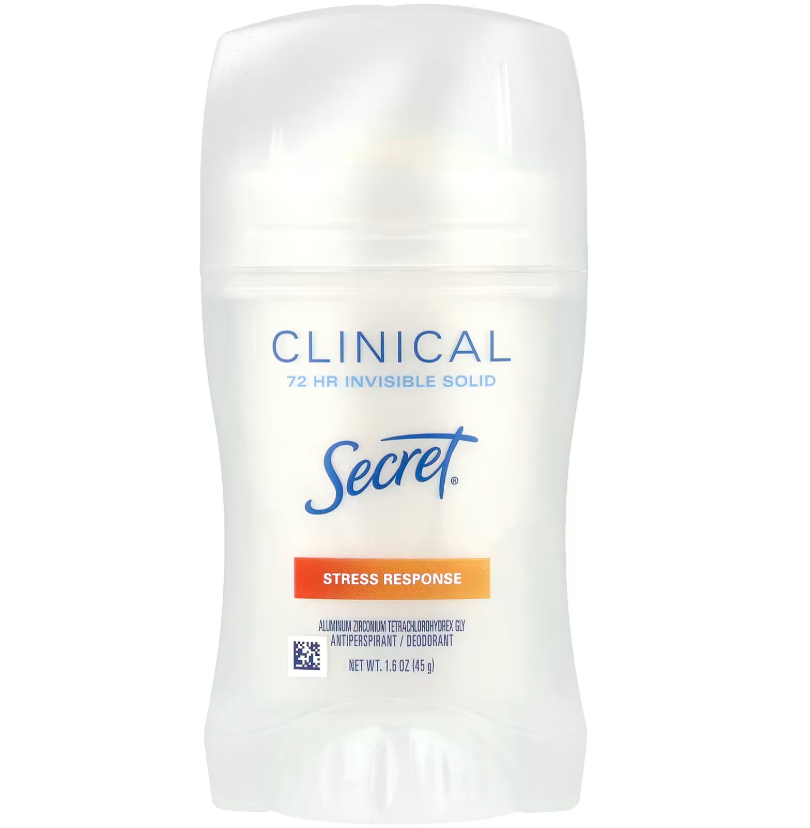 Secret Clinical Strength Antiperspirant Deodorant for Women, Free & Sensitive, 100hr Sweat & Odor Protection, 3X Stress Protection with Hyaluronic Acid, Invisible Solid, Unscented, 1.6 oz (Pack of 1)