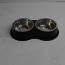 Dog Bowls Large Double Dog Water and Food Bowls Stainless Steel Bowls with Non-Slip Resin Station, Pet Feeder Bowls Food Dish for Small Medium Large Dogs Cats (1.Black)