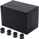Project Box ABS Black Electrical Boxes IP65 Outdoor Waterproof Box Electronic Junction Box Power Enclosure with Cable Glands for DIY Project 6.3 x 4.33 x 3.54 inch (160x110x90mm)