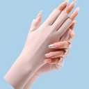 Women Fingerless Gloves Summer UV Protection Gloves Cool Ice Silky Sun Block Driving Unisex (One Size, Pink+white)