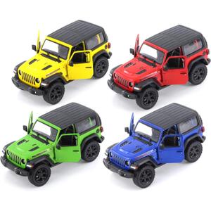 KiNSMART - Jeep Wrangler Rubicon Off Road 4x4 5 inch 1:34 Scale Die Cast Model Replica Toy Car (-SetOf4 Hardtop) (Multicolour)